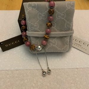 Gucci pink rhodonite bamboo bracelet